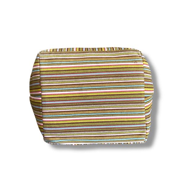 Longaberger Small Tote Bag Purse Multi Stripe Canvas Double Handle Casual Travel - Picture 9 of 14